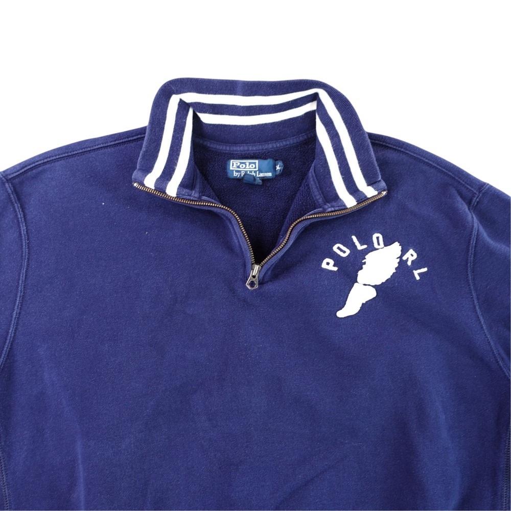 Polo Ralph Lauren Sweatshirt Mens XXL Navy Blue Winged Foot P-Wing 90s